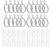 MenYiYDS - 20 PCS Anelli per Tende in Metallo Anelli per Appendere Le Tende e 20 Ganci in plastica per Tende, Diametro Interno 30 mm per Tende da Letto, Tende da Doccia (Argento)