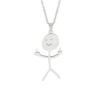 MenYiYDS Collana con dito medio in argento, collana con scarabocchi divertenti, ciondoli con dita abbinate, collane con gesti delle mani, collana con ciondolo con faccina sorridente (argento)