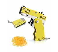 MenYiYDS Keychain A 1 pezzo del Modello di Pistola E Elastico da 60 Pezzi, Giocattoli Creativi, Giocattoli per Bambini, Pendenti Pieghevoli in Metallo(giallo)