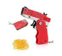 MenYiYDS Keychain A 1 pezzo del Modello di Pistola E Elastico da 60 Pezzi, Giocattoli Creativi, Giocattoli per Bambini, Pendenti Pieghevoli in Metallo(rosso)
