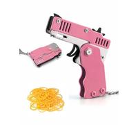 MenYiYDS Pistole a Nastro in Gomma - 1 PCS Giocattoli di Pistola con Elastico Pieghevole,Giocattolo Easy Load,Pieghevole, a Mano, Mini Pistola in Gomma Metallica con Portachiavi e 60 Elastici Elastici