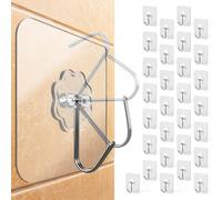 Menz Ganci adesivi extra forti, 30 pezzi, 10 kg, per esterni, resistenti alle intemperie, impermeabili, autoadesivi, trasparenti, per soffitto e parete, multiuso per cucina, bagno