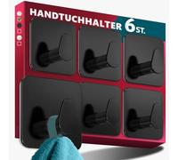 Menz Ganci adesivi ovali, set da 6 pezzi, colore nero, portasciugamani senza foratura