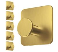 Menz Ganci adesivi per bagno e cucina - Ganci per asciugamani dorati autoadesivi con cuscinetti adesivi - Set da 6 pezzi, MZ