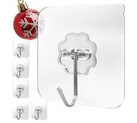 Menz Ganci autoadesivi, 6 pezzi, trasparenti, ganci adesivi extra forti, resistenti alle intemperie, autoadesivi, a soffitto e a parete, multiuso per cucina, bagno, decorazione