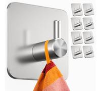 Menz Ganci per asciugamani senza foratura, confezione da 8 - Portasciugamani extra forti senza foratura, gancio adesivo in acciaio inox, gancio autoadesivo con cuscinetti adesivi impermeabili