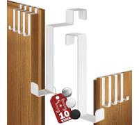 Menz Ganci per porta da appendere, set da 10 pezzi, colore bianco, 5 supporti standard per porta + 5 sostegni interni per vano, utilizzabili singolarmente, appendiabiti per porte