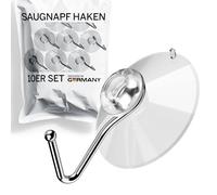 Menz Gancio a ventosa, 10 pezzi, trasparente, Ø 35 mm, gancio a ventosa in PVC e acciaio inox, per decorazione di finestre, cucina e bagno, ventosa rimovibile e riutilizzabile senza lasciare residui