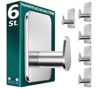 Menz Portasciugamani senza foratura, set da 6 ganci adesivi in acciaio inox, design ovale