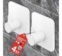 Menz Portasciugamani senza foratura, set di 4 ganci adesivi, in acciaio inox, con cuscinetti adesivi impermeabili, ganci autoadesivi per bagno, cucina, bagno