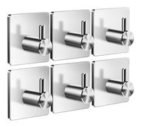 Menz ZT - Ganci adesivi per bagno e cucina, in acciaio inox, autoadesivi, con cuscinetti adesivi, set da 6 pezzi