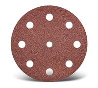 MENZER Red Dischi abrasivi a gancio e anello, 125 mm, 9 fori, p. Levigatrici rotorbitali, Corindone normale (25 Pz.) G24
