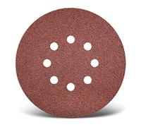 MENZER Red Dischi abrasivi a gancio e anello, 150 mm, 8 fori, p. Levigatrici rotorbitali, Corindone normale (25 Pz.) G24