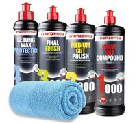 MENZERNA Politur Set 1000 2000 3000 + Protezione Cera Sigillante 4x250ml