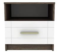 Menzzo Comodino 1 cassetto Tenessil rovere scuro e bianco