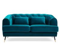 Menzzo Divano imbottito 2 posti stile boudoir Glams Velluto Blu anatra