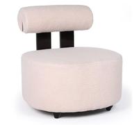 Menzzo MenzzoPoltrona Design Canelo Legno scuro e Tessuto Bouclette Beige