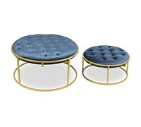 Menzzo Set di 2 pouf Valona Velluto Blu