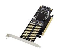 MEO PCI-E X16 to M.2 NGFF SSD + msata SSD Adapter Card PCIe M.2 & mSATA NVMe Expansion Converter Card sata3.0 mkey M sata bkey
