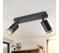 meoaow Faretto da soffitto a LED nero Lampada da soffitto: 2 faretti GU10 Faretto da parete orientabile Plafoniera in metallo per interni per corridoio, soggiorno, cucina, senza lampadina