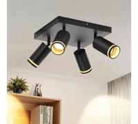 meoaow lampada da soffitto Faretto da soffitto a LED: lampada da soggiorno nera GU10 faretti 4 lampadine lampada da cucina orientabile faretti da soffitto in metallo interni quadrati, senza lampadina