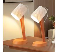 meoaow lampada da tavolo soggiorno lampada da comodino con cavo - set di 2 lampade da tavolo piccole arancioni E14 lampade da tavolo moderne in stile country per tavolo - senza lampadina