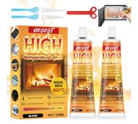 Meoeot Colla Alte Temperature, 100ML Silicone Alta Temperature, Sigillante Alte Temperature, Nero Adesivo Resistente al Calore Fino a 600°C, Adatto per Sigillatura ad Alta Caminetti, Stufe, Forni