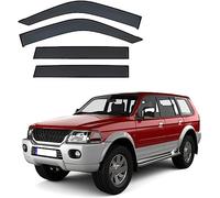 MEOMO 4 Pezzi Auto Deflettori d'Aria per Mitsubishi Pajero Sport MK1-K80-K90 1996-2007, Anteriore E Posteriore Finestra Laterale Antiturbo Antivento Antipioggia Visiera