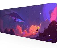 MEOSUEWI Balena Tappetino Mouse XXL 80x40 cm, Tappetino Mouse Gaming Lavabile, Blu con Bordi Cuciti, Fondo in Gomma Antiscivolo Resistente Tappeto Gaming per Lavoro Ufficio, Regalo Uomo PjY6754 W-7