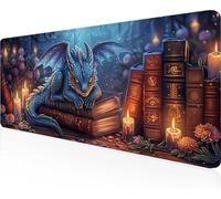 MEOSUEWI Drago Tappetino Mouse XXL 100x40 cm, Tappetino Mouse Gaming Lavabile, Blu con Bordi Cuciti, Fondo in Gomma Antiscivolo Resistente Tappeto Gaming per Lavoro Ufficio, Regalo Uomo PjY5236 B-8