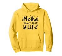 Meow About That Life - Amante dei Gatti giocoso Felpa con Cappuccio, Unisex per Adulti, Limone, L