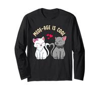 Meow-age Is Cute Cats Coppia Divertente Love Citazione Maglia a Manica