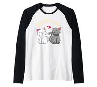 Meow-age Is Cute Cats Coppia Divertente Love Citazione Maglia con Maniche Raglan