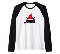 Meow Cat Christmas Cool Novelty Graphic Tees & Cool Designs Maglia con Maniche Raglan