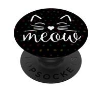 Meow Cute Cat Face Frase divertente per i fan dei gatti PopSockets PopGrip Intercambiabile