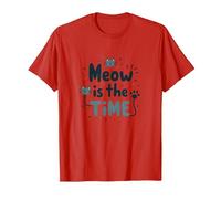 Meow è la Grafica degli Amanti dei Gatti del Tempo Maglietta, Uomo, Rosso, 3XL
