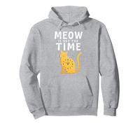 Meow Is Not The Time: Bizzarro Orologio a Forma di Gatto Felpa con Cappuccio, Unisex per Adulti, Grigio Melange, L