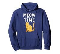 Meow Is Not The Time: Bizzarro Orologio a Forma di Gatto Felpa con Cappuccio, Unisex per Adulti, Navy, L