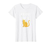 Meow Is Not The Time: Bizzarro Orologio a Forma di Gatto Maglietta, Donna, Bianco, XS