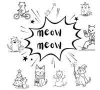 meow meow cat coloring book: premium Adorable Kittens and Majestic Cats in Detailed Line Art for kids