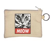 Meow - Portamonete con simpatico gatto e poster, colore: Beige