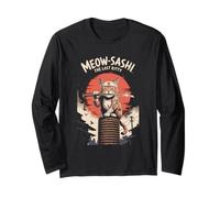 Meow-Sashi L'ultimo gattino samurai stile giapponese Maglia a Manica