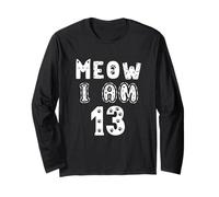 Meow, Sono Una Ragazza di 13 Anni, 13° Compleanno, Amante dei Gatti Maglia a Manica