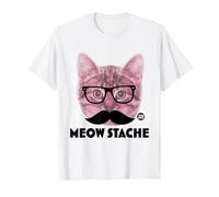 Meow Stache Funny Cat Maglietta