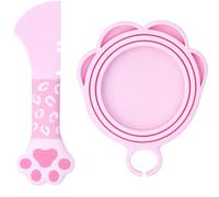 Meow&Woof Coperchi e cucchiaio per cibo per gatti, in silicone, per lattine da 85 g, 155,9 g, 340,2 g e 368,5 g, coperchio riutilizzabile per alimenti umidi con cucchiaio raschietto per gatti e cani