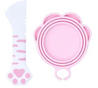 Meow&Woof Coperchi e cucchiaio per cibo per gatti, in silicone, per lattine da 85 g, 155,9 g, 340,2 g e 368,5 g, coperchio riutilizzabile per alimenti umidi con cucchiaio raschietto per gatti e cani
