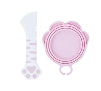 Meow&Woof Simpatico coperchio per cibo per gatti con cucchiaio, un coperchio e un cucchiaio (bianco e rosa)