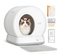 MeoWant Lettiera Gatto Autopulente, 57,6L Lettiera Automatica per Gatti con Sacchi Spazzatura e Tappetini Gatti per Multi Gatto, Isolamento Odori, Pulizia Facile, Comando APP