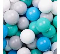 MEOWBABY 100 ∅ 7Cm Palline Colorate per Bambini per Piscina di Palline Parco Giochi per la Cameretta dei Bambino Baby Fabbricato in EU Turchese/Bianco/Grigio/Blu