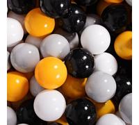 MEOWBABY 50 ∅ 7Cm Palline Colorate per Bambini per Piscina di Palline Parco Giochi per la Cameretta dei Bambino Baby Fabbricato in EU Giallo/Grigio/Bianco/Nero